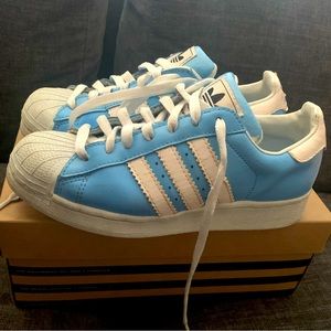 Adidas Superstar Men size 3.5 Vintage Look - Light Blue and White